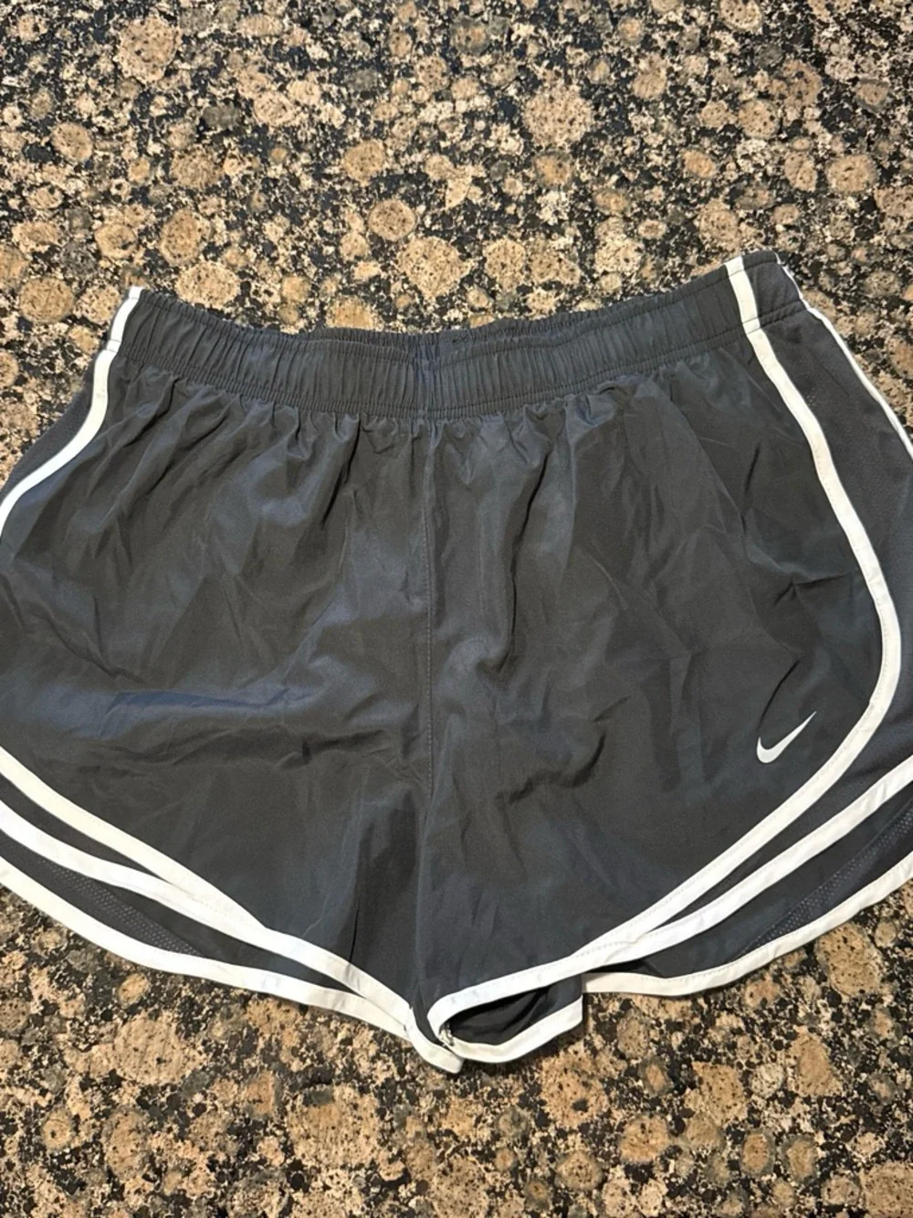 Nike Women's Charcoal Gray Athletic Shorts with White Piping